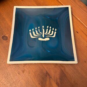 Chanukkah, Hanukkah, menorah, chanukiah, hanukkiah chanukkiyah Art Glass trivet